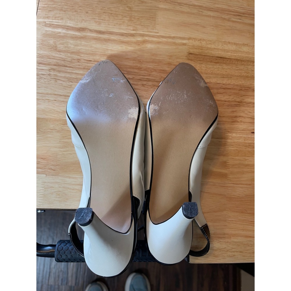 LifeStride Ashley Womens 11M Cream Black Slingback Pointed Toe Pleated Heels - Picture 6 of 7